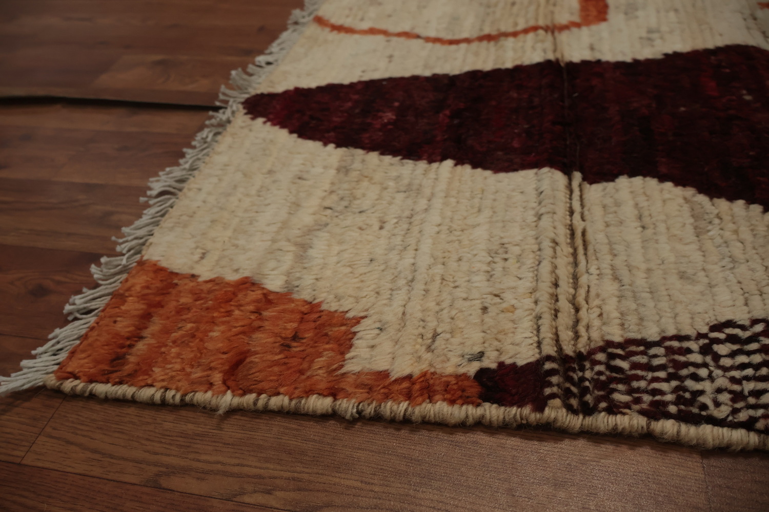 Geometric Moroccan Wool Area Rug 6x9 with Earthy Tones and Patterns