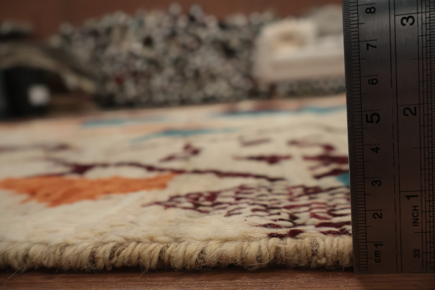 Geometric Moroccan Wool Area Rug 6x9 with Earthy Tones and Patterns