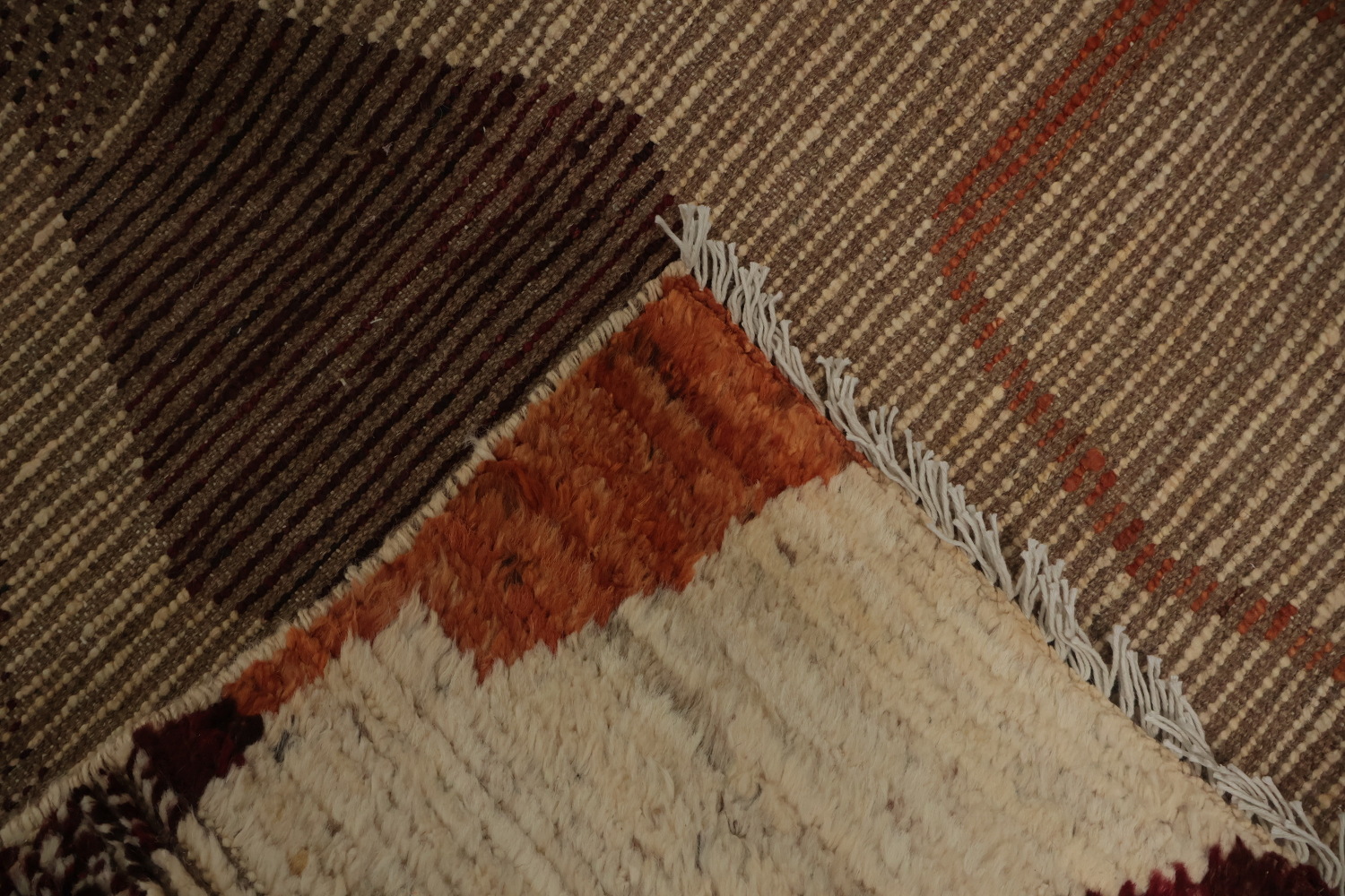 Geometric Moroccan Wool Area Rug 6x9 with Earthy Tones and Patterns