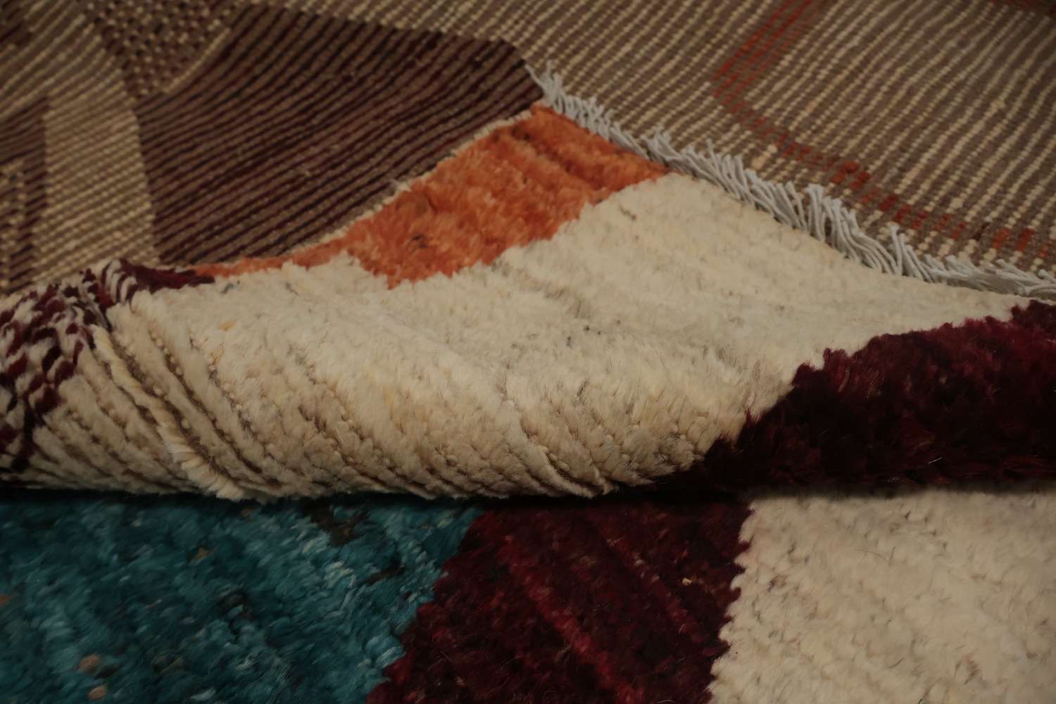 Geometric Moroccan Wool Area Rug 6x9 with Earthy Tones and Patterns