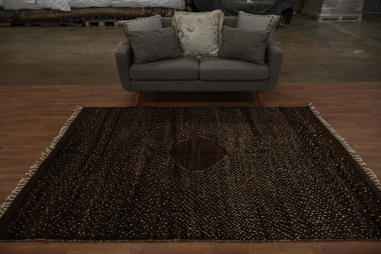 Brown Wool Moroccan Oriental Area Rug 6x8