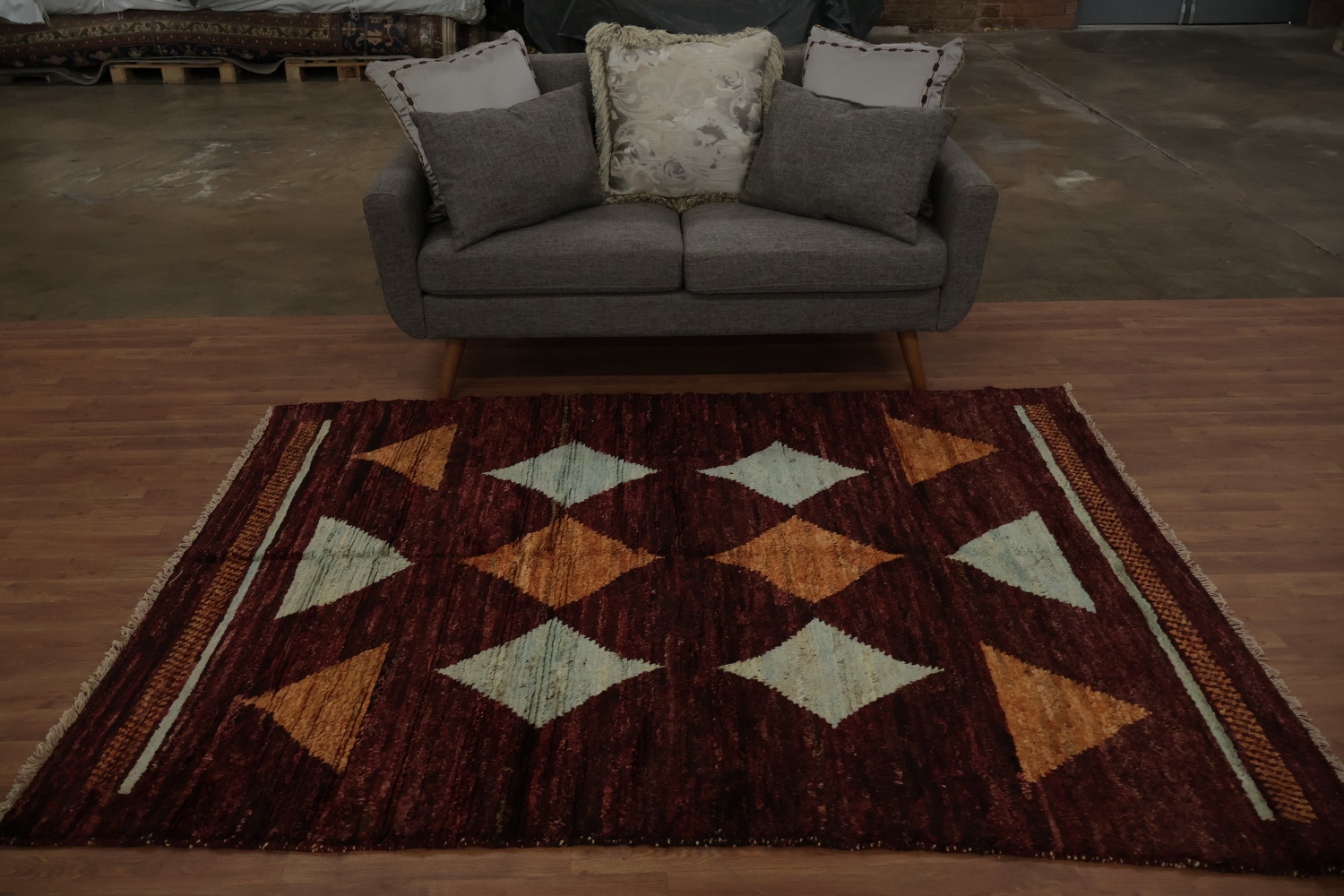 Artistic Moroccan Wool Area Rug 5x7 with Unique Colorful Geometry