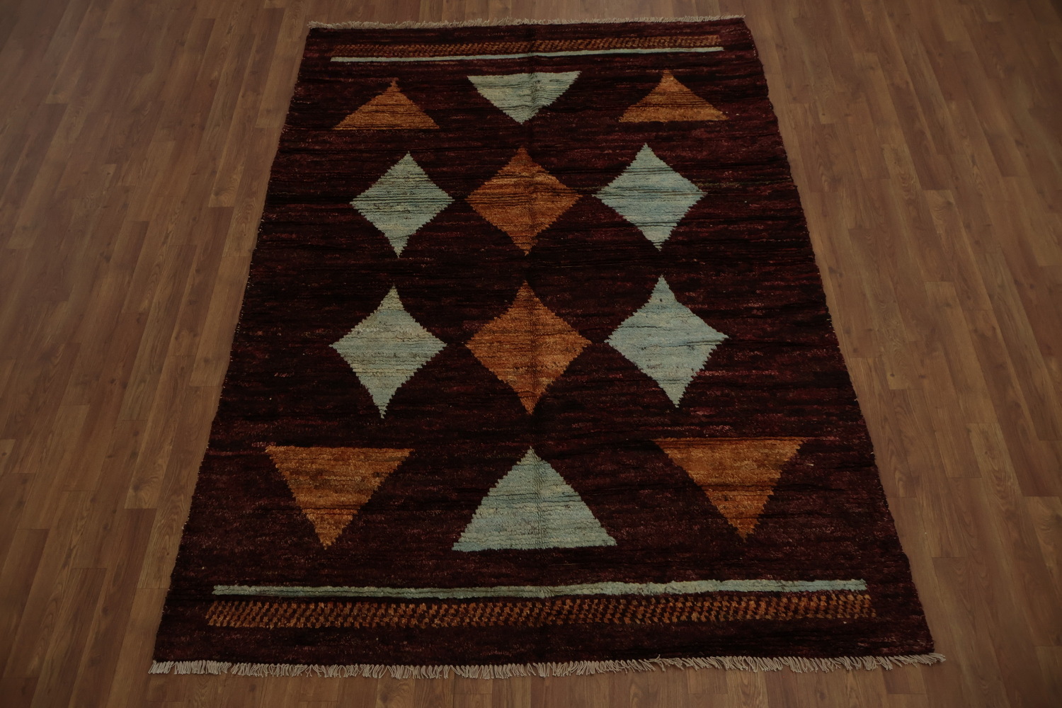 Artistic Moroccan Wool Area Rug 5x7 with Unique Colorful Geometry