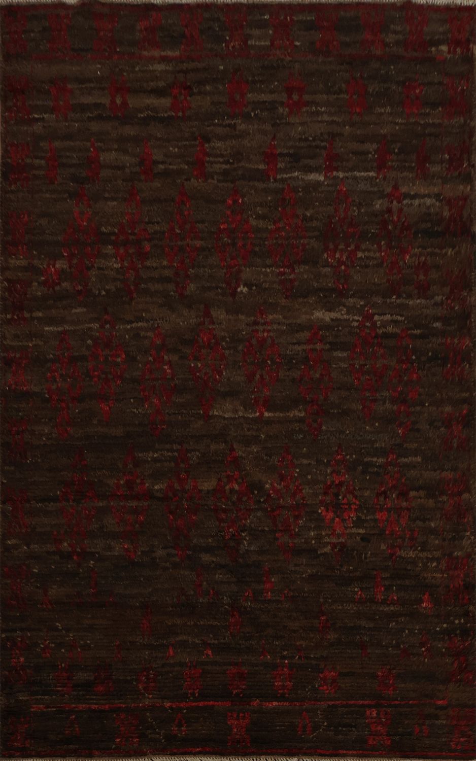 Brown and Red Crafted Moroccan Area Rug 6x8
