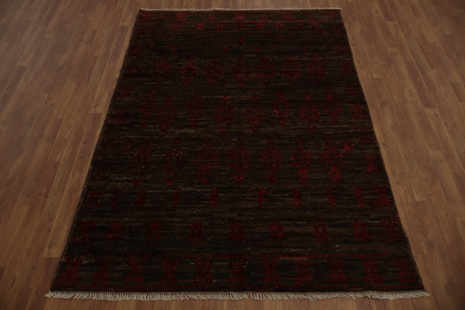 Brown and Red Crafted Moroccan Area Rug 6x8