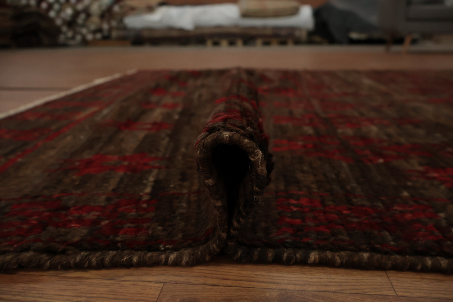 Brown and Red Crafted Moroccan Area Rug 6x8