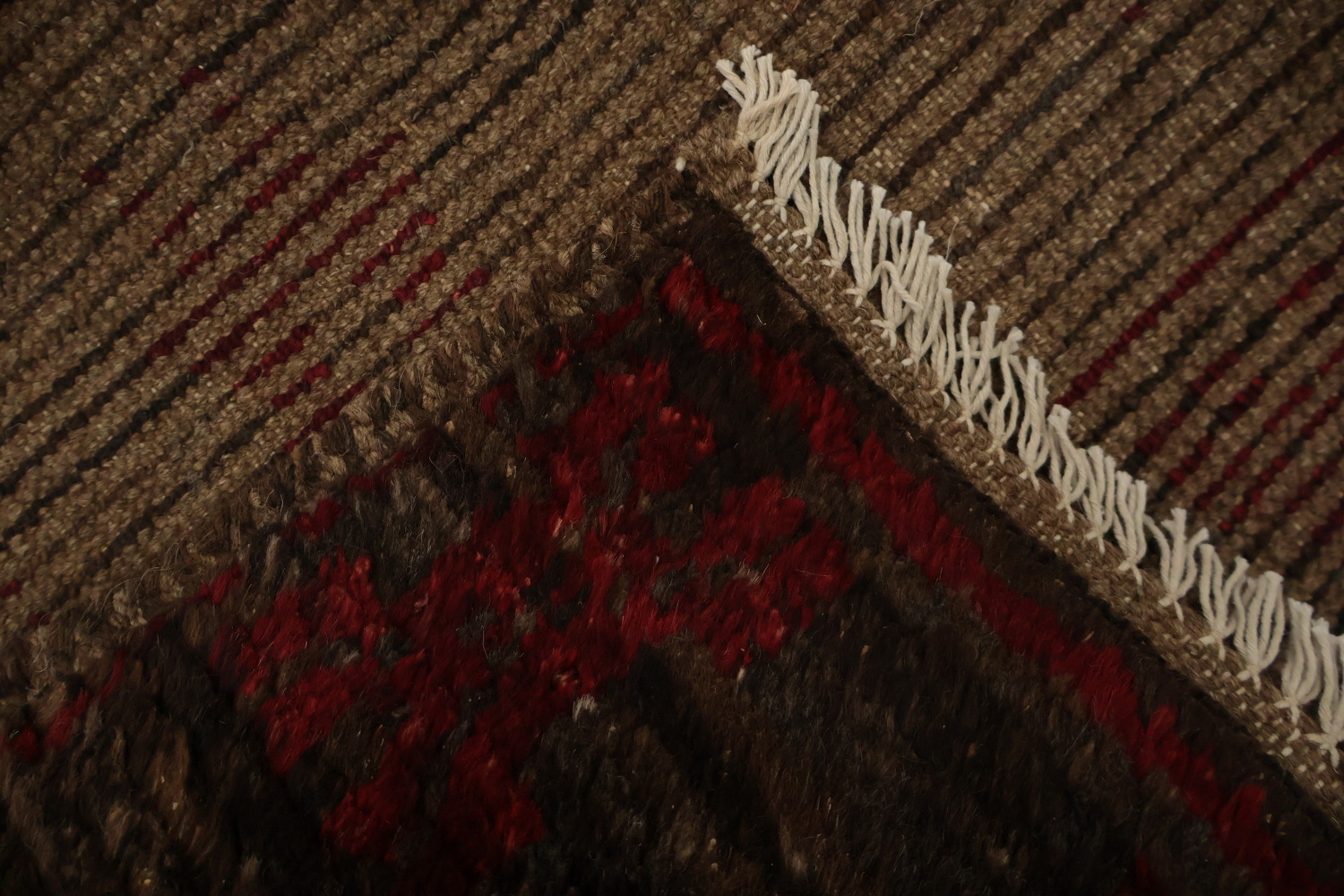 Brown and Red Crafted Moroccan Area Rug 6x8