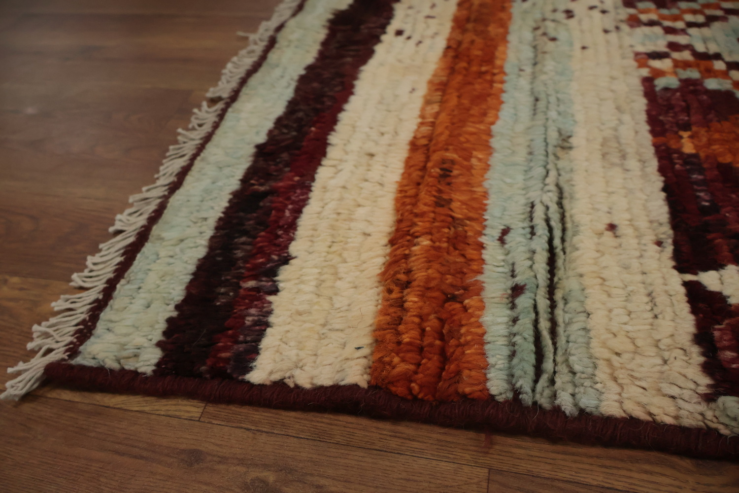 Ethnic Moroccan Area Rug 9x12 in Rich Red and Orange Shades