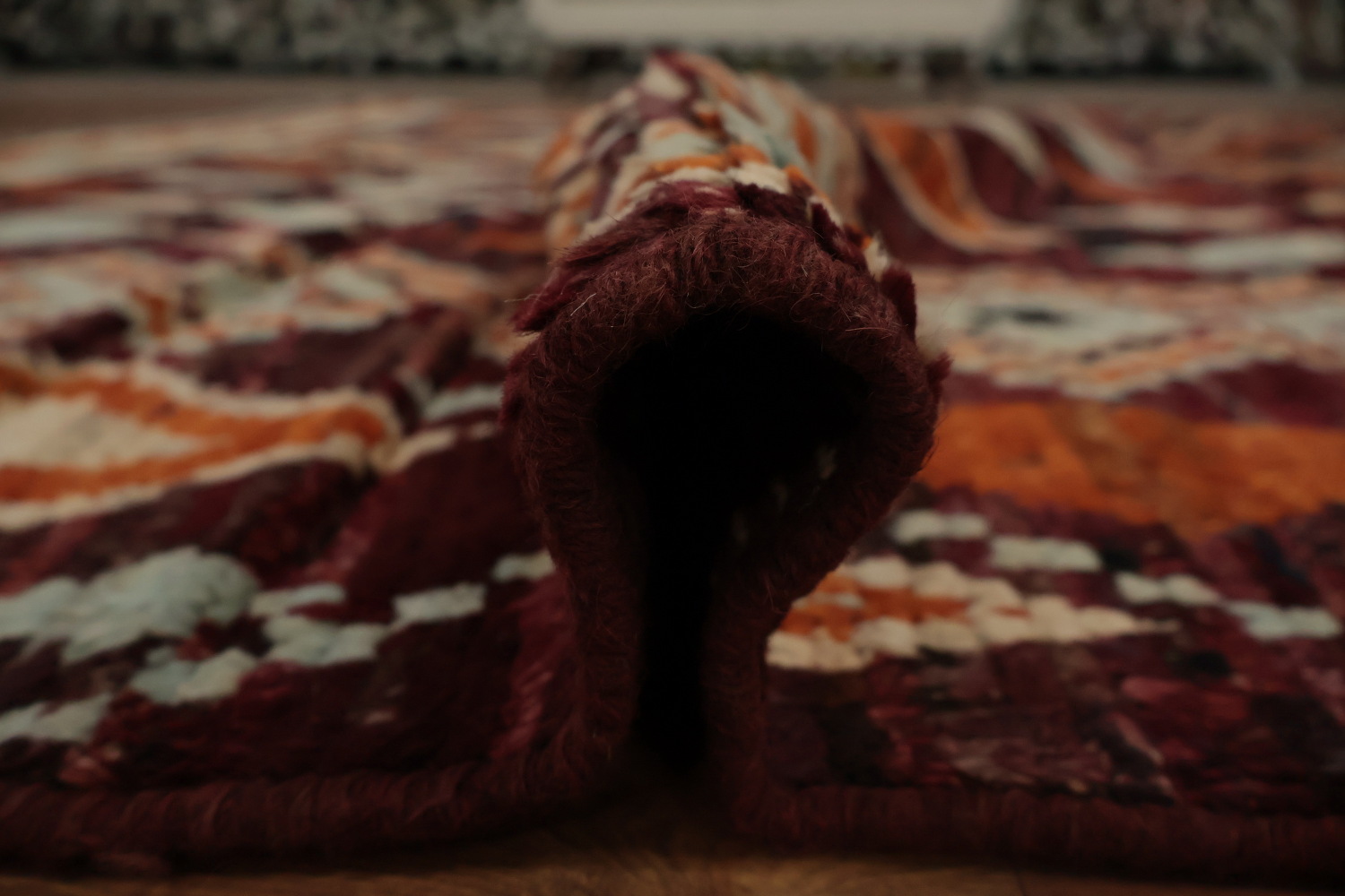 Ethnic Moroccan Area Rug 9x12 in Rich Red and Orange Shades