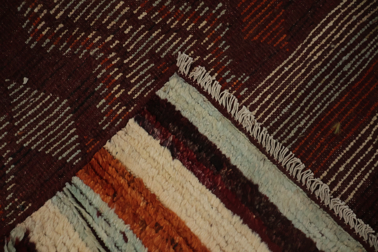 Ethnic Moroccan Area Rug 9x12 in Rich Red and Orange Shades