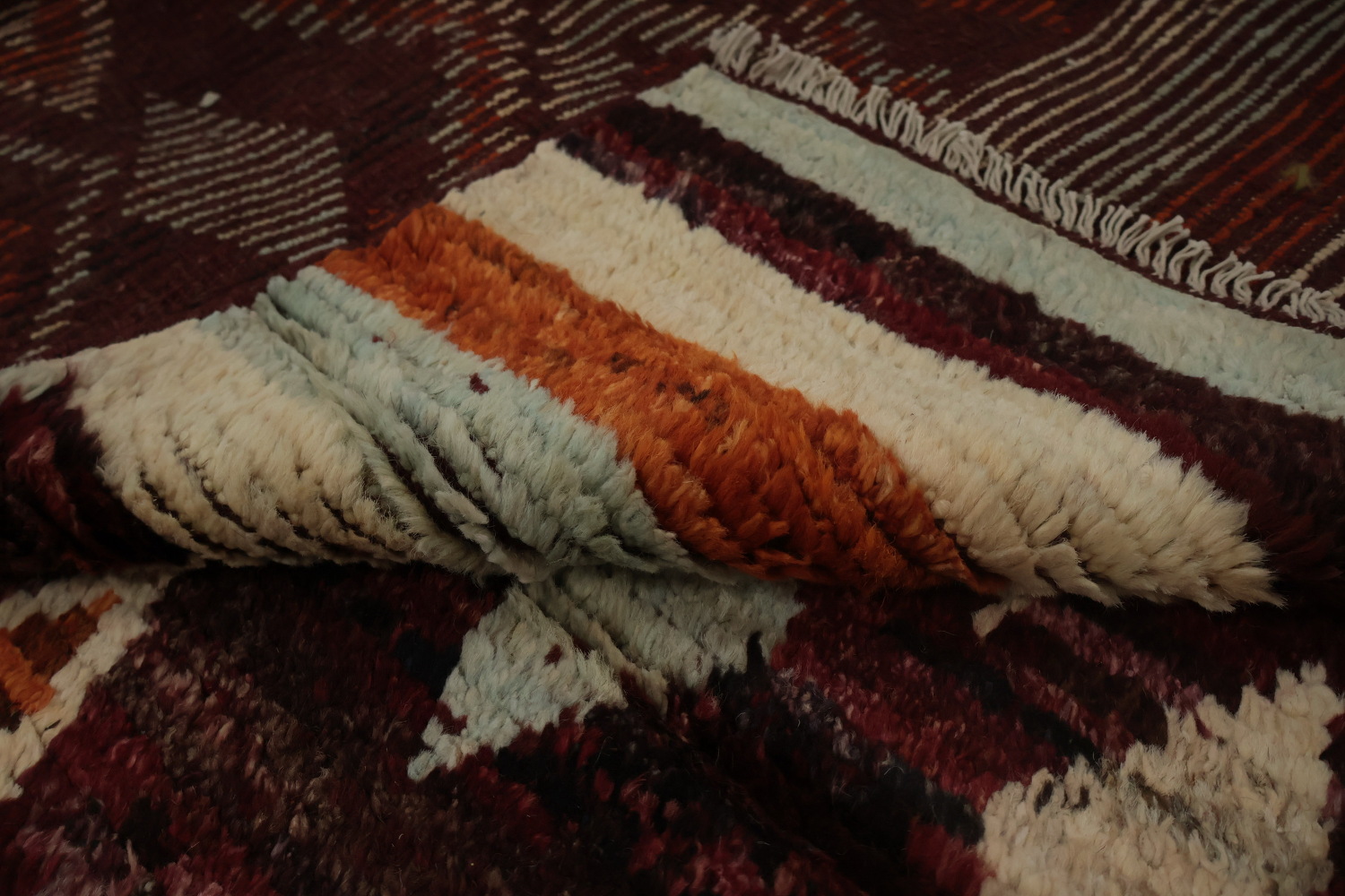 Ethnic Moroccan Area Rug 9x12 in Rich Red and Orange Shades