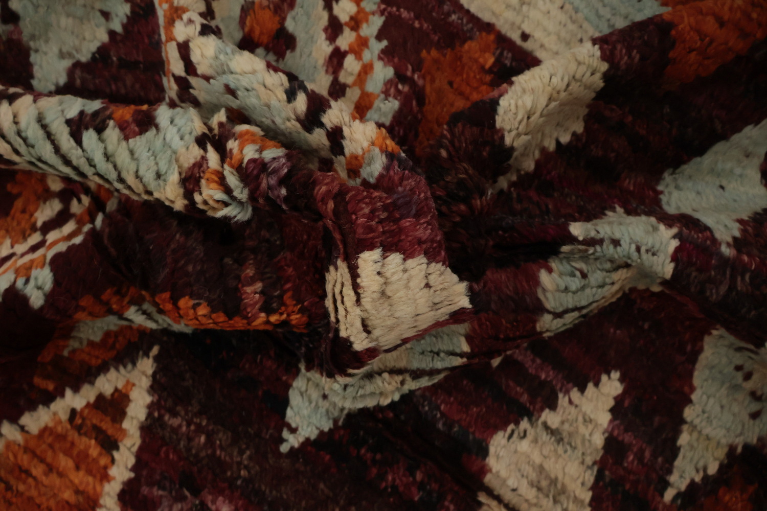Ethnic Moroccan Area Rug 9x12 in Rich Red and Orange Shades