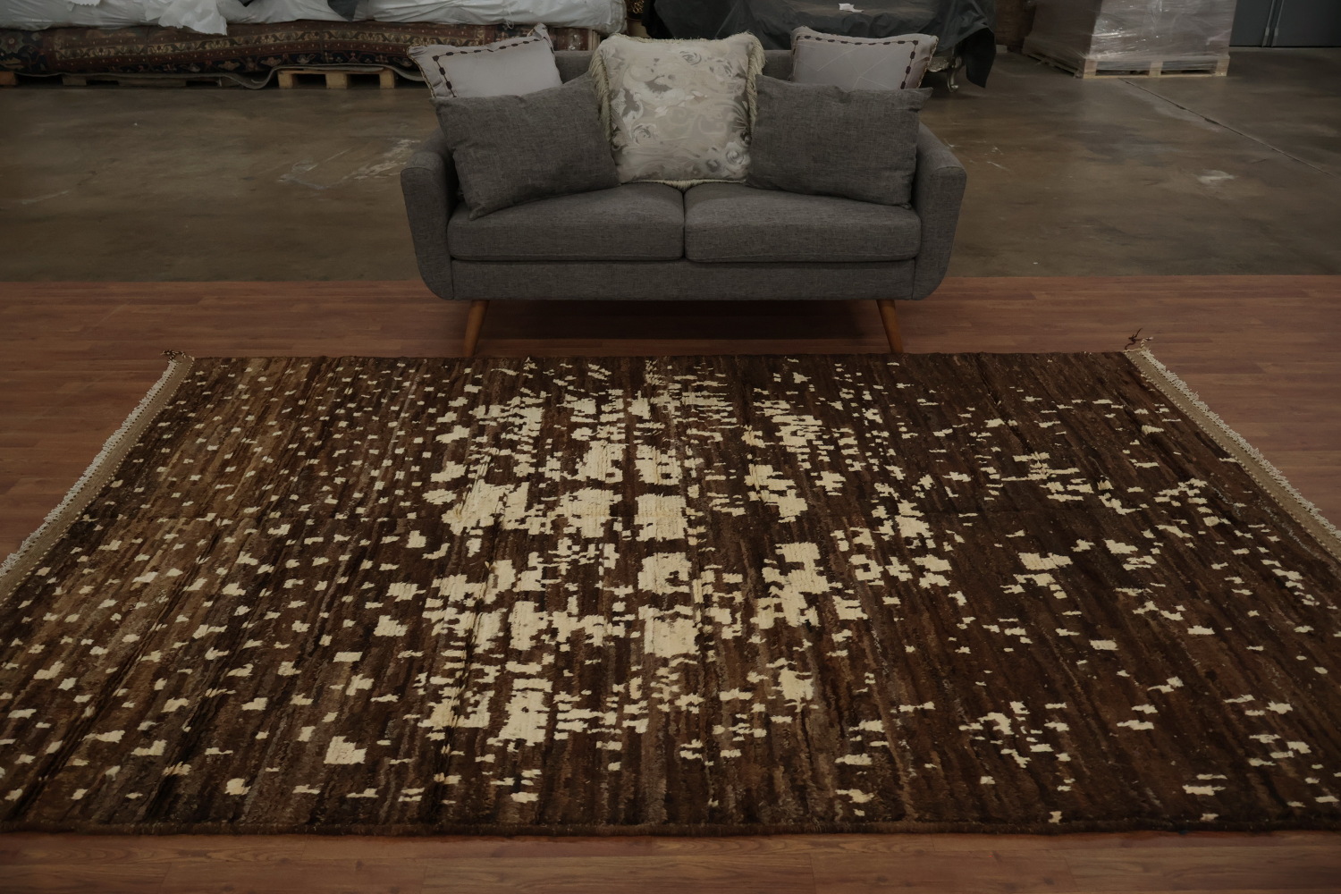 Brown Wool Moroccan Area Rug 6x10