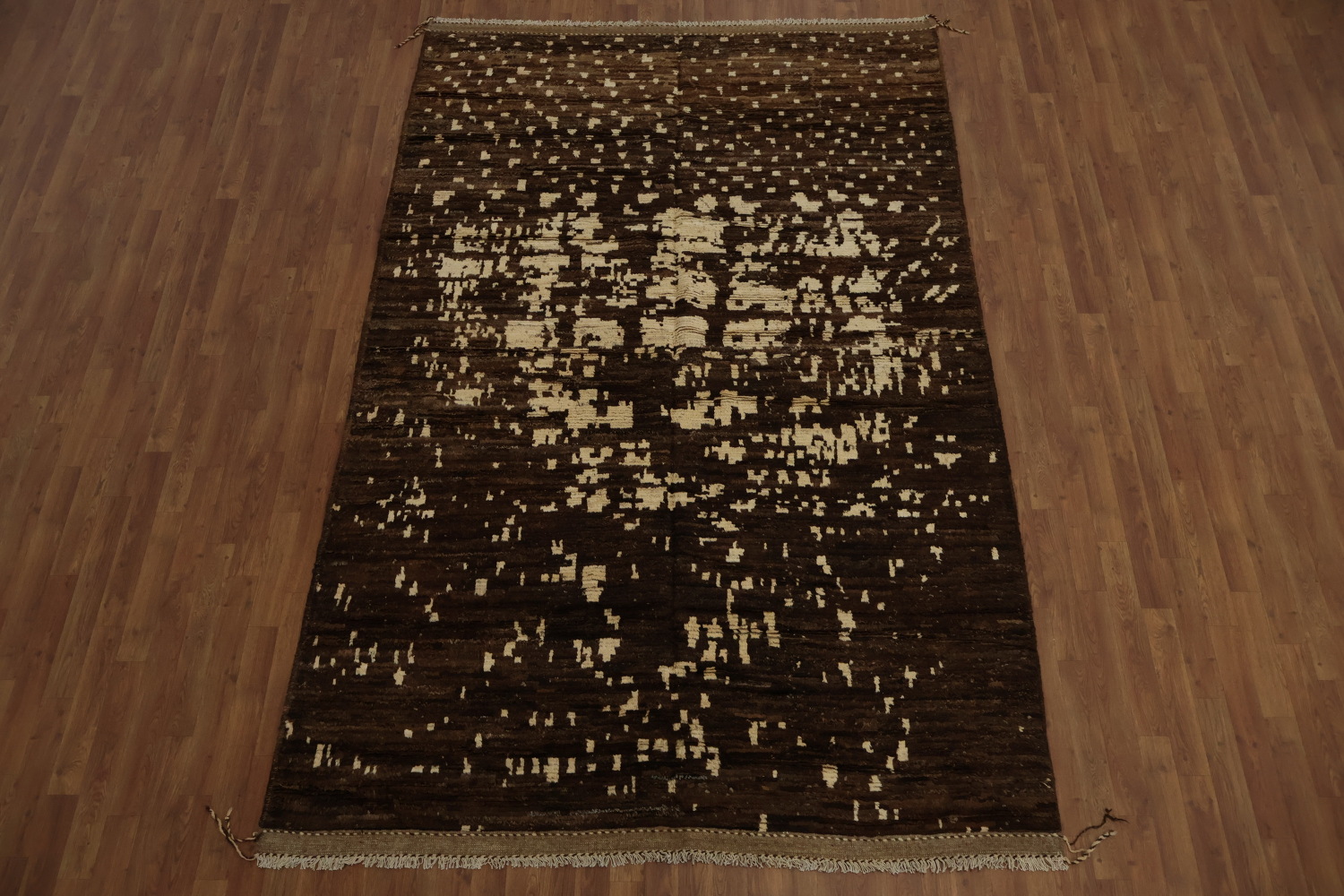 Brown Wool Moroccan Area Rug 6x10