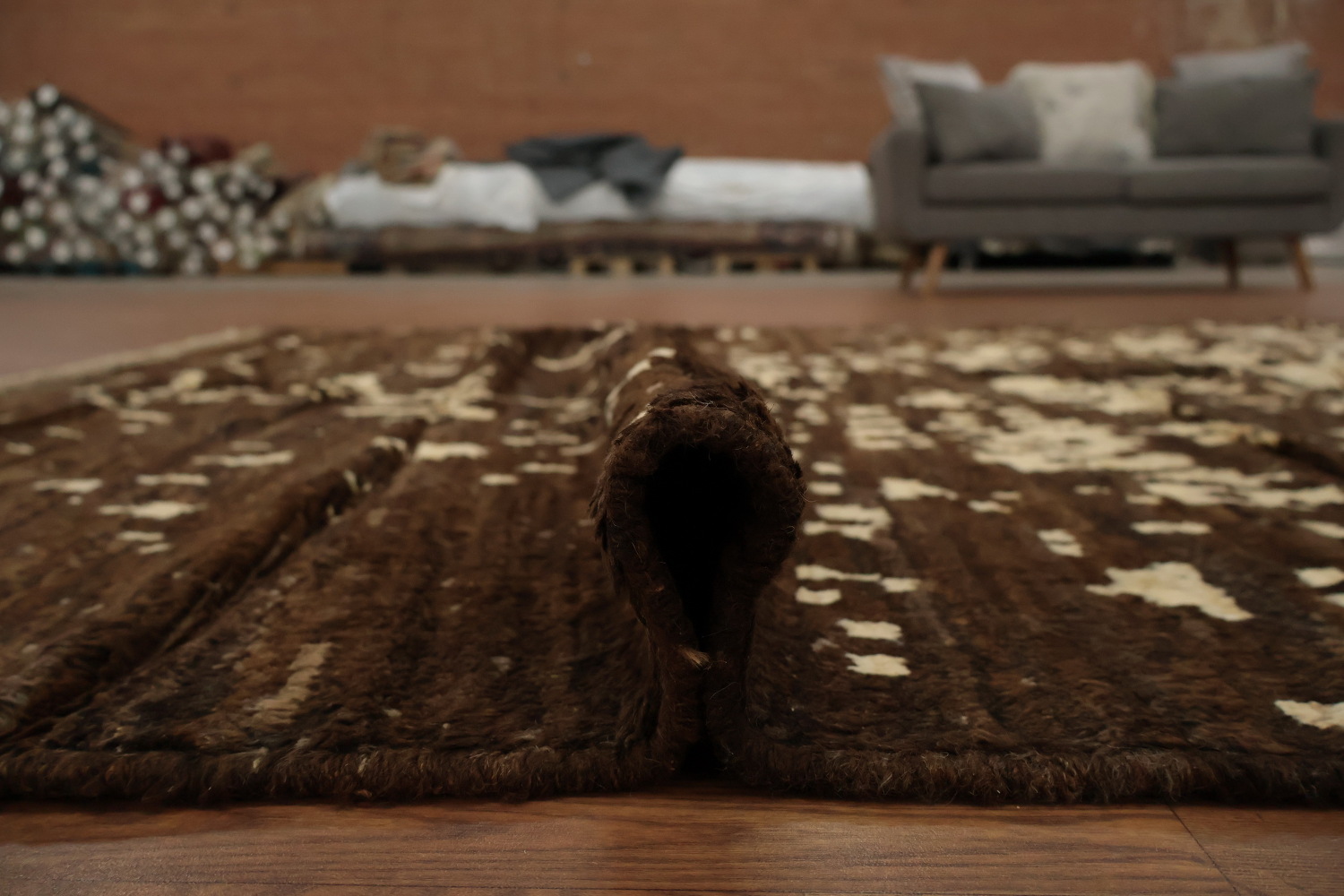 Brown Wool Moroccan Area Rug 6x10