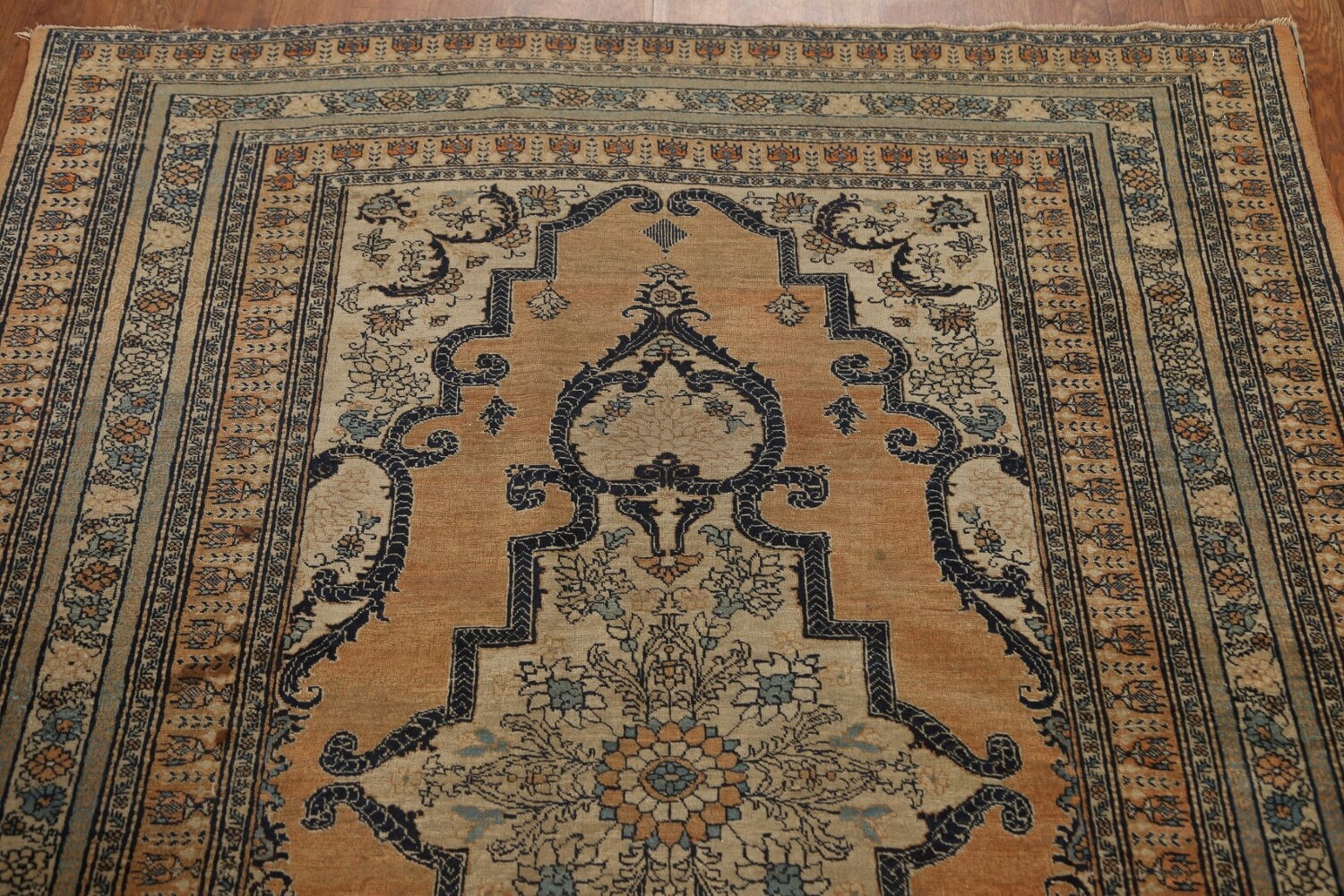 Pre-1900 Antique Vegetable Dye Tabriz Haj Jalili Persian Rug 4x6