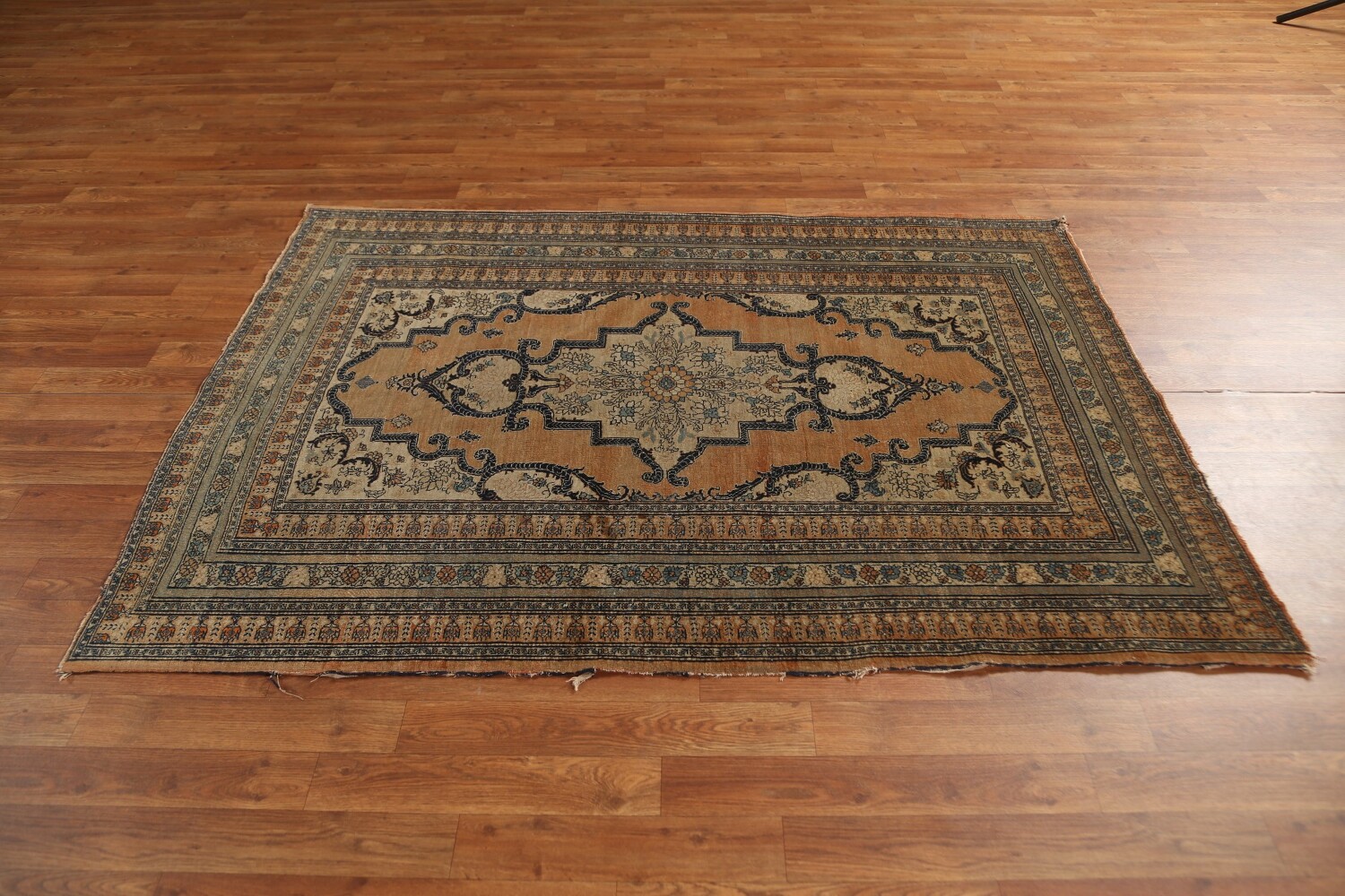 Pre-1900 Antique Vegetable Dye Tabriz Haj Jalili Persian Rug 4x6