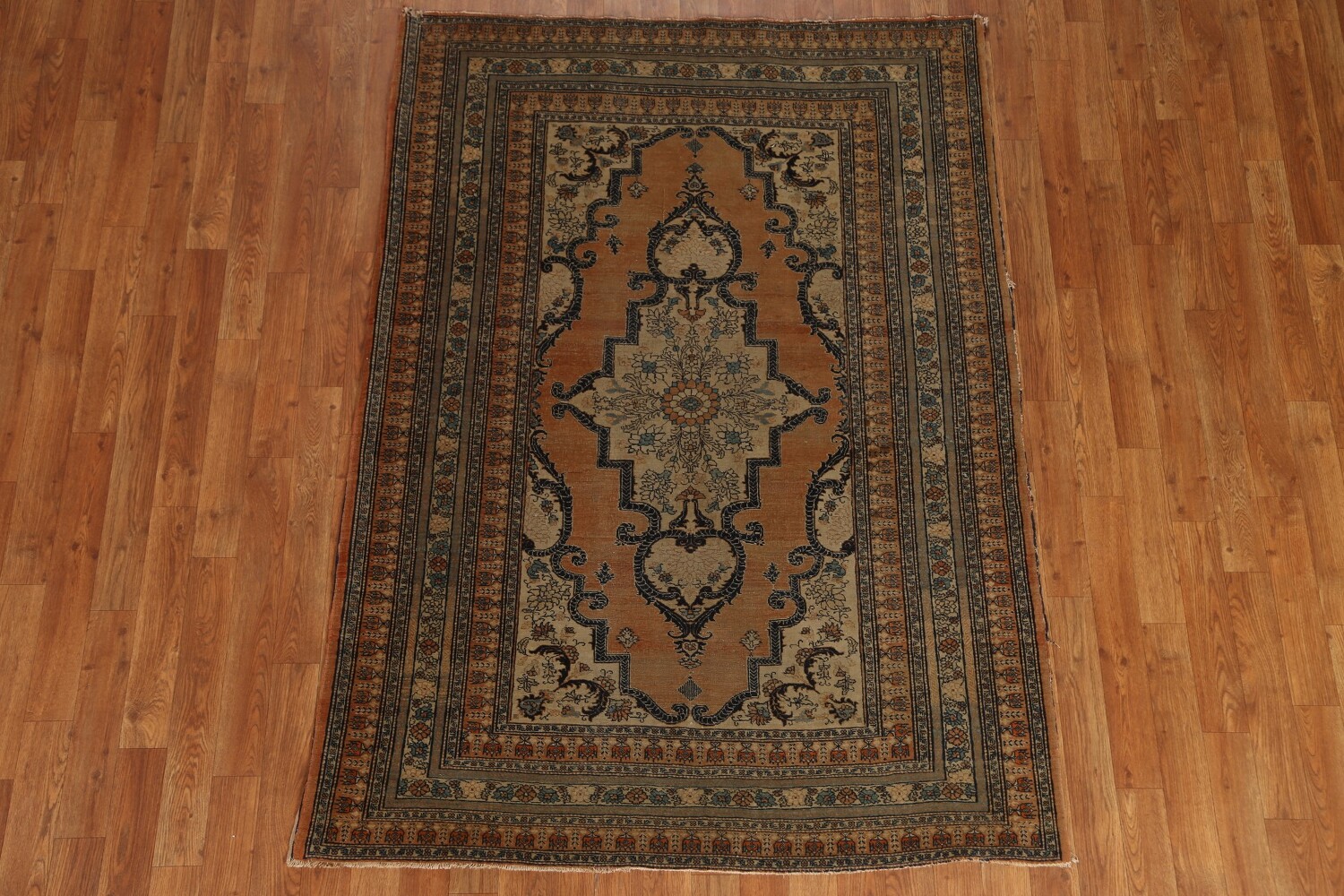 Pre-1900 Antique Vegetable Dye Tabriz Haj Jalili Persian Rug 4x6