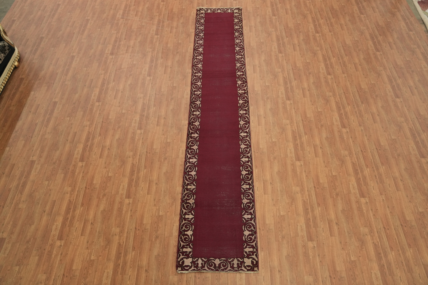 Vintage Bordered Tabriz Runner Rug 3x15