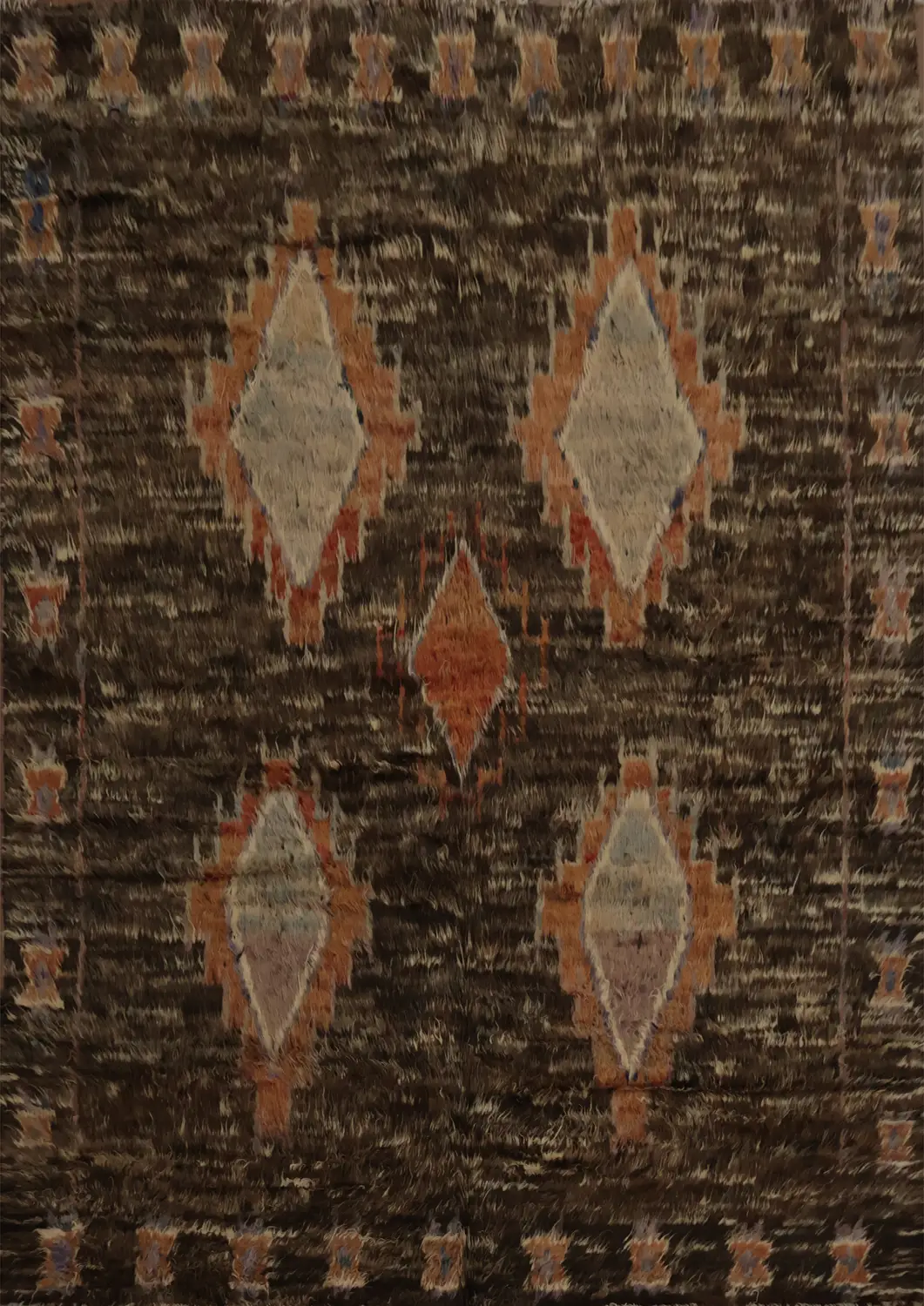 Rustic Brown Moroccan Rug with Modern Geometric Diamond Artistry 8x10