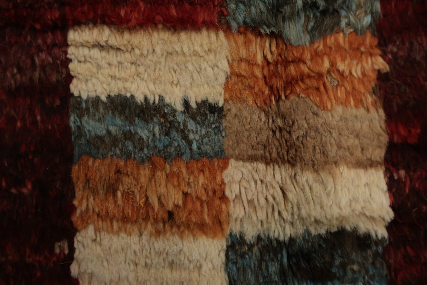 Colorful Moroccan Area Rug 7x10 with Unique Earthy Striped Borders