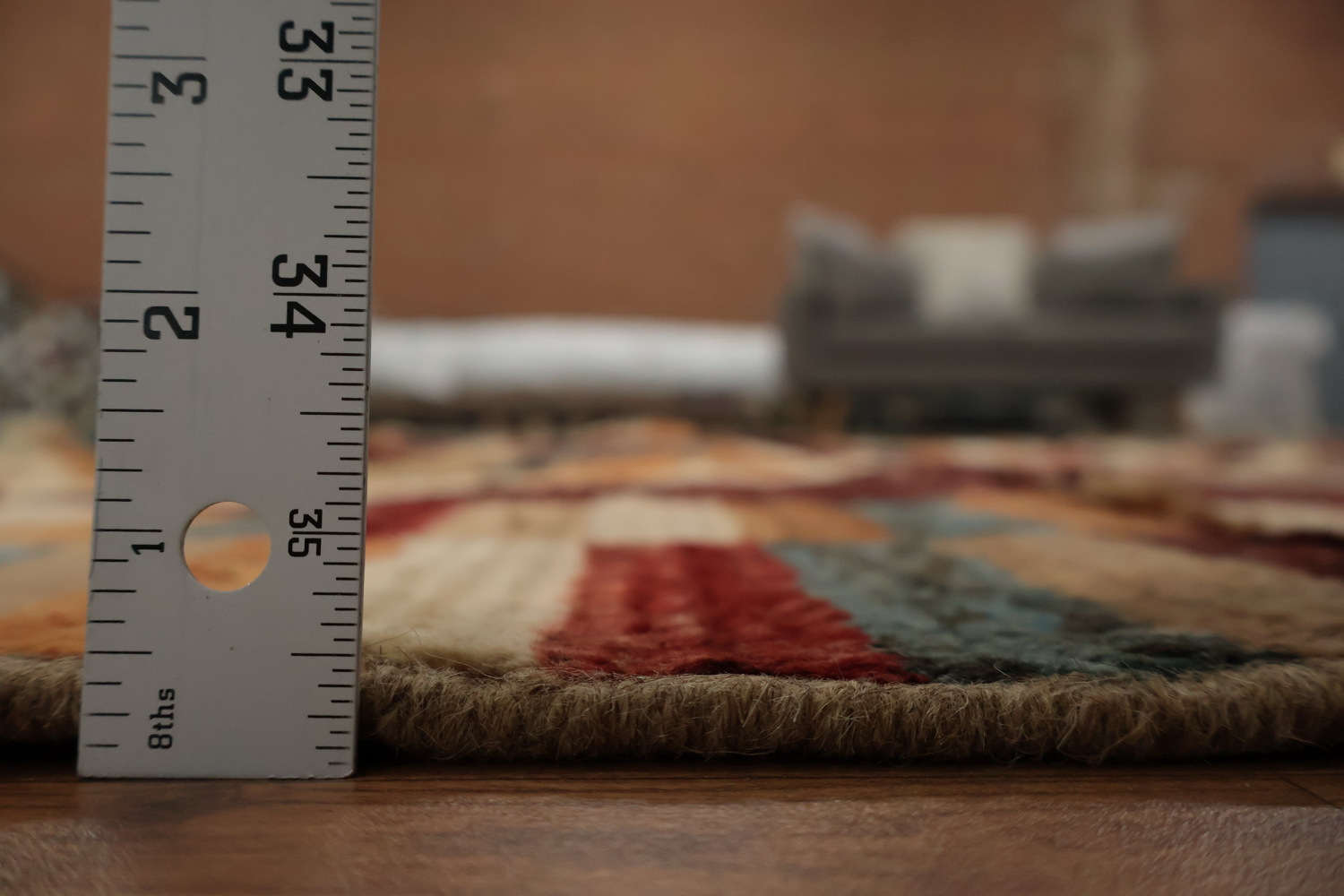 Colorful Moroccan Area Rug 7x10 with Unique Earthy Striped Borders