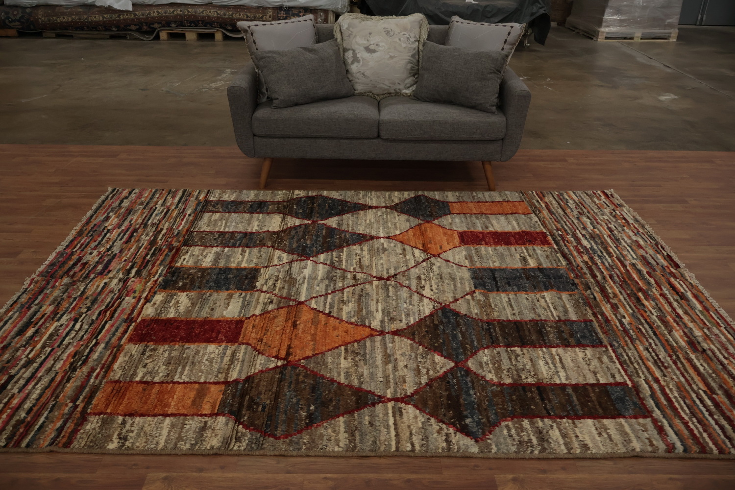 Rustic Elegance Warm Tones Moroccan Oriental Area Rug 7x10