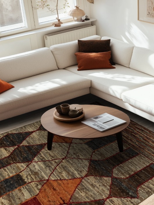 Rustic Elegance Warm Tones Moroccan Oriental Area Rug 7x10