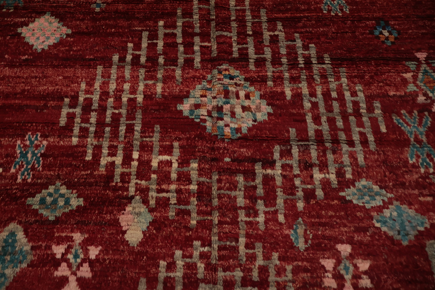 Vibrant Red Moroccan Area Rug 6x9 Featuring Unique Tribal Geometrics