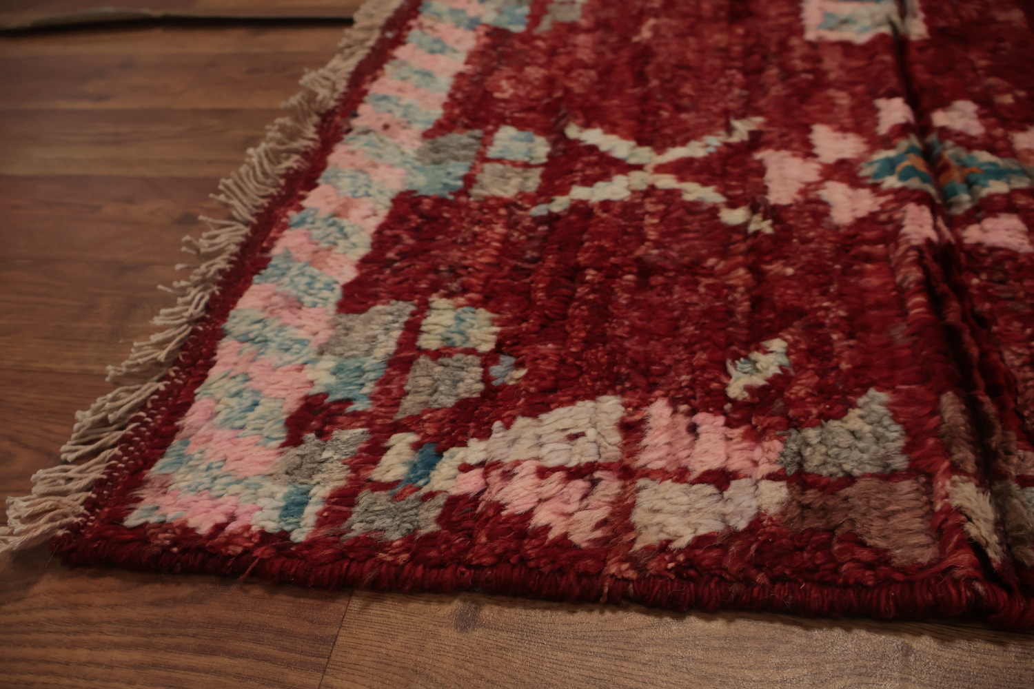 Vibrant Red Moroccan Area Rug 6x9 Featuring Unique Tribal Geometrics