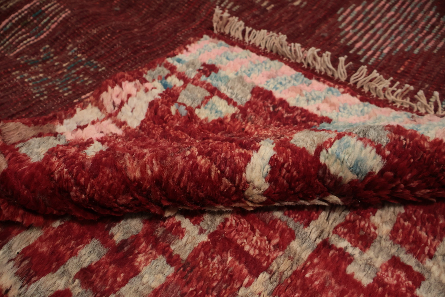 Vibrant Red Moroccan Area Rug 6x9 Featuring Unique Tribal Geometrics