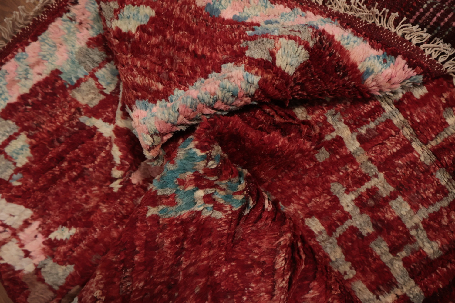 Vibrant Red Moroccan Area Rug 6x9 Featuring Unique Tribal Geometrics