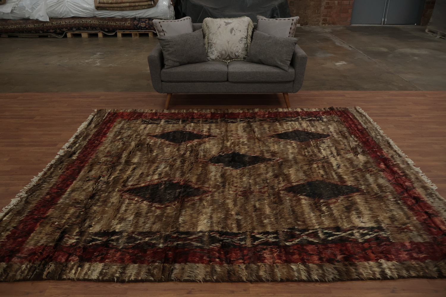 Earth-Toned Berber Moroccan Area Rug 8x10 with Classic Rustic Elements