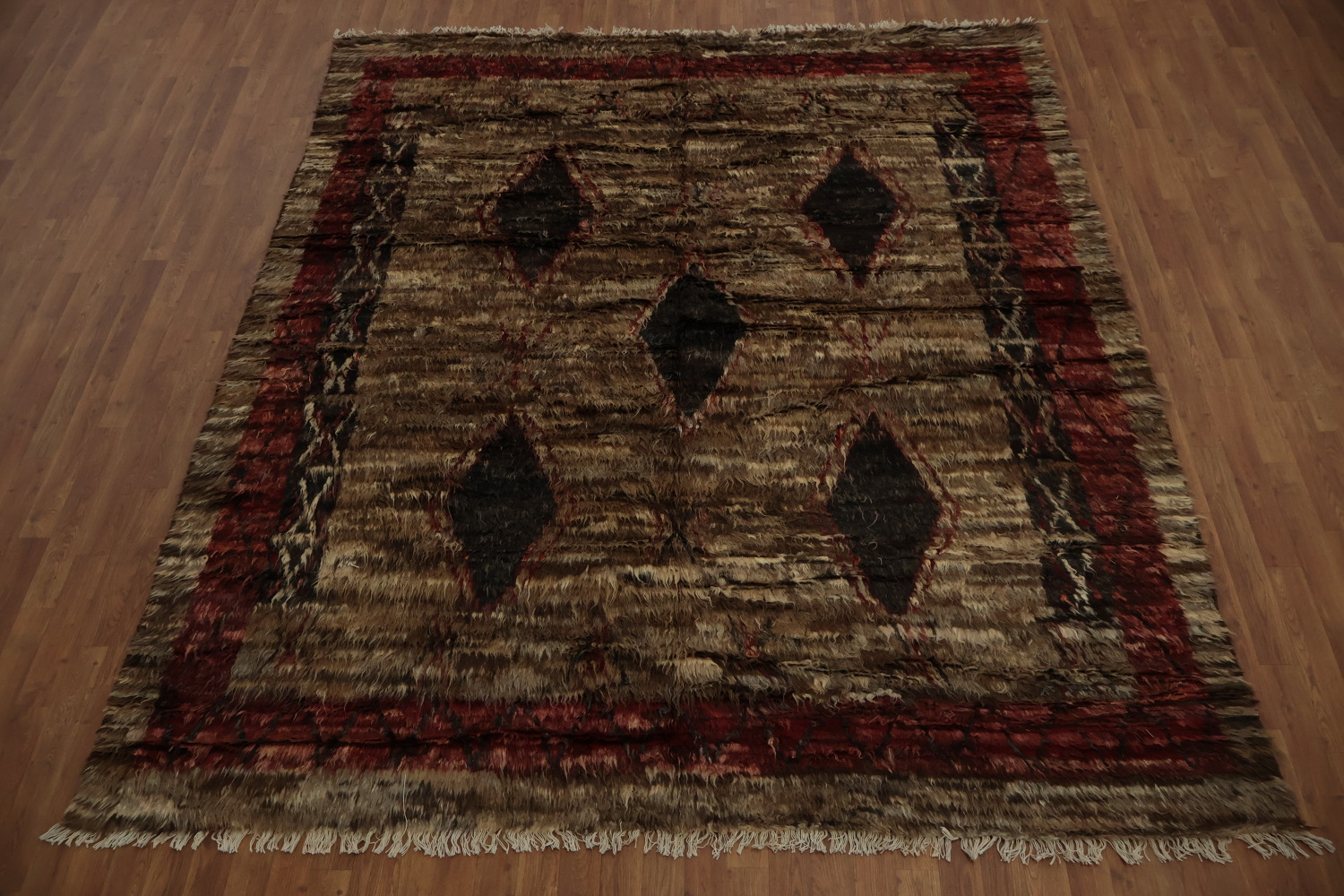 Earth-Toned Berber Moroccan Area Rug 8x10 with Classic Rustic Elements