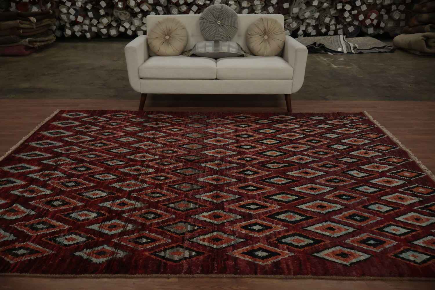 Artfully Designed Diamond Style Moroccan Wool Area Rug 7x10