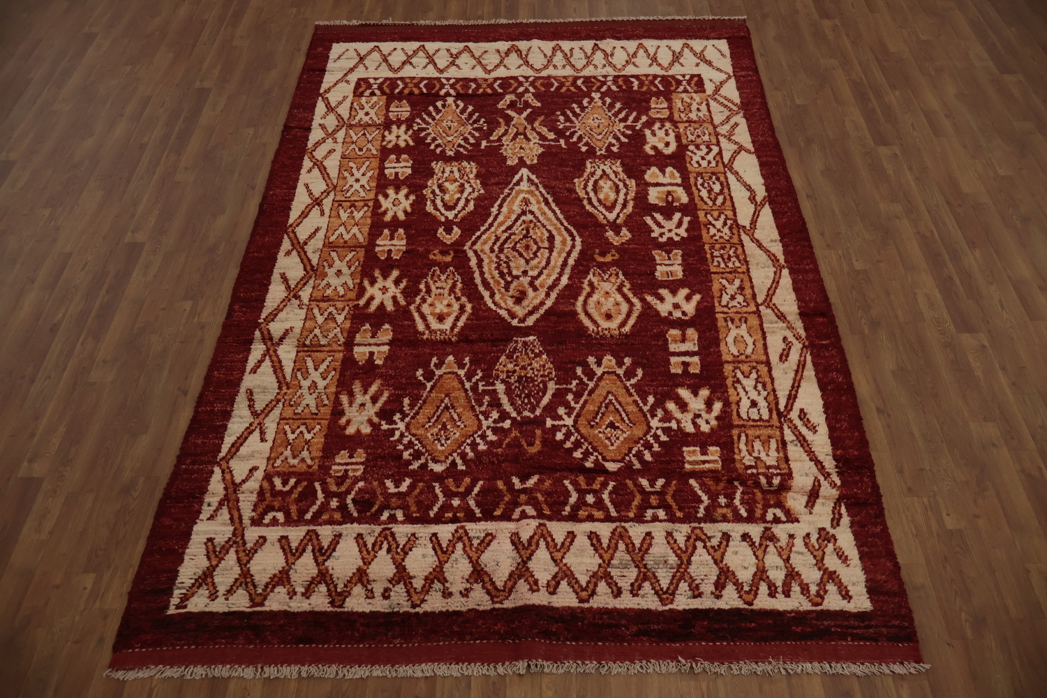 Geometric Red Moroccan Area Rug 7x10