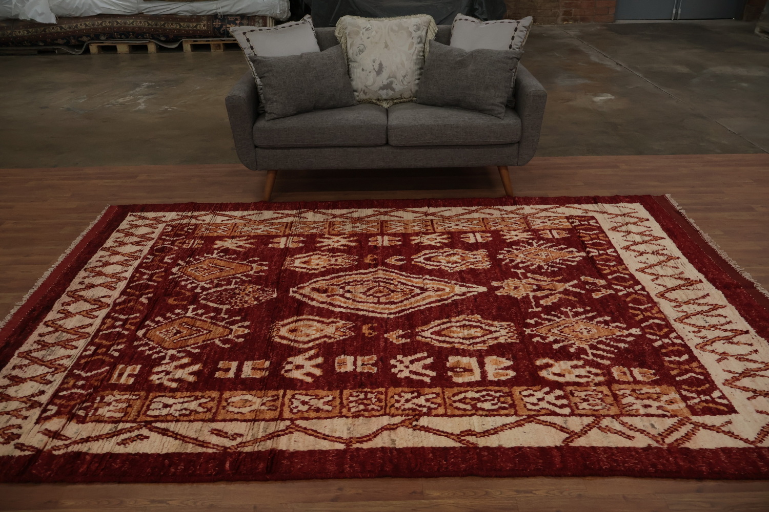 Geometric Red Moroccan Area Rug 7x10