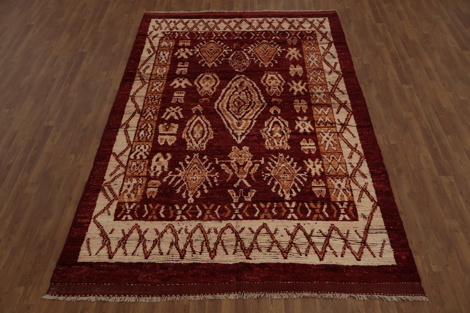 Geometric Red Moroccan Area Rug 7x10