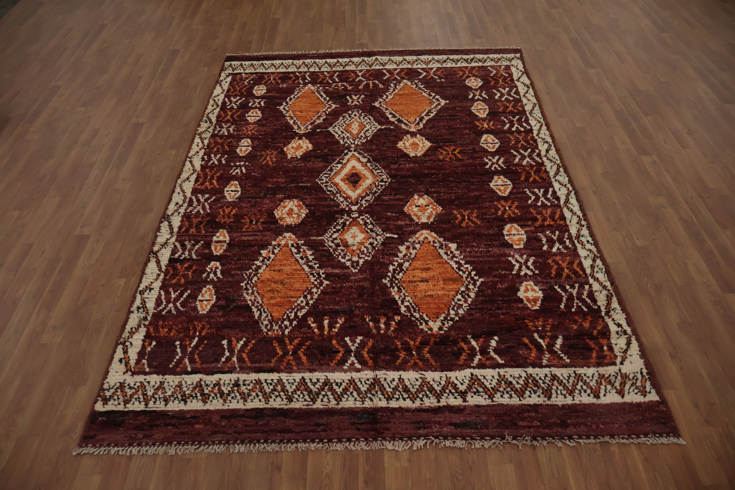 Bohemian Charm Diamond Moroccan Wool Area Rug 7x10