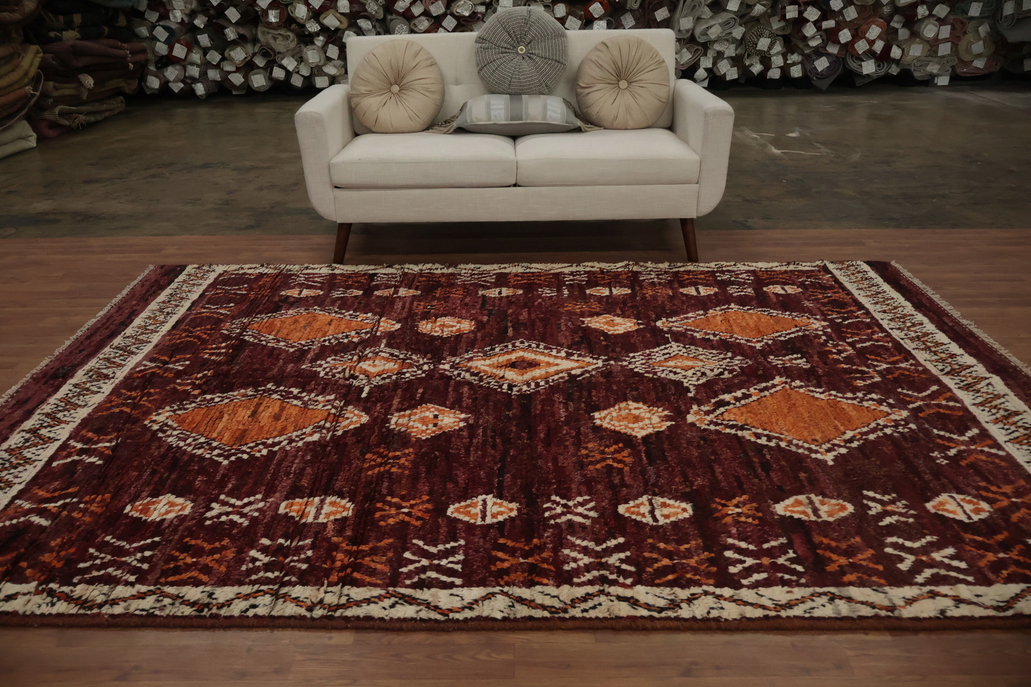 Bohemian Charm Diamond Moroccan Wool Area Rug 7x10