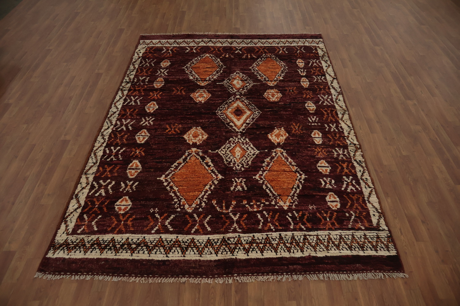 Bohemian Charm Diamond Moroccan Wool Area Rug 7x10