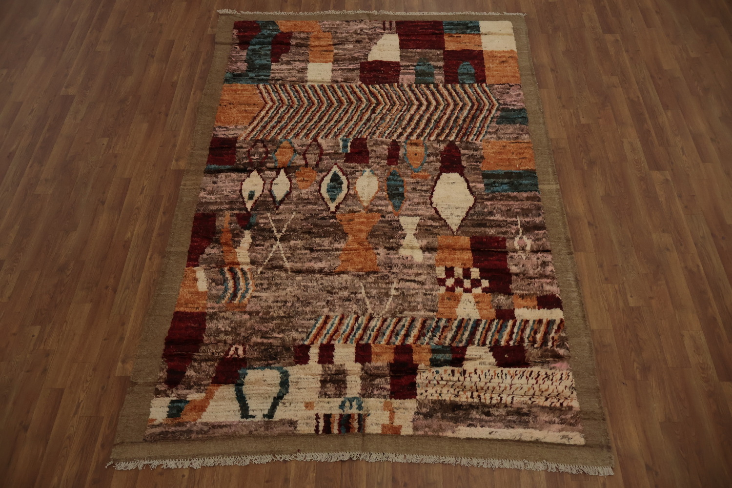 Bold Style Multicolored Geometric Moroccan Area Rug 6x8