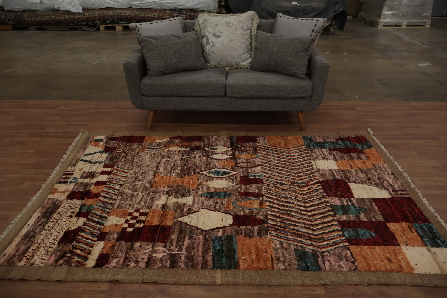Bold Style Multicolored Geometric Moroccan Area Rug 6x8
