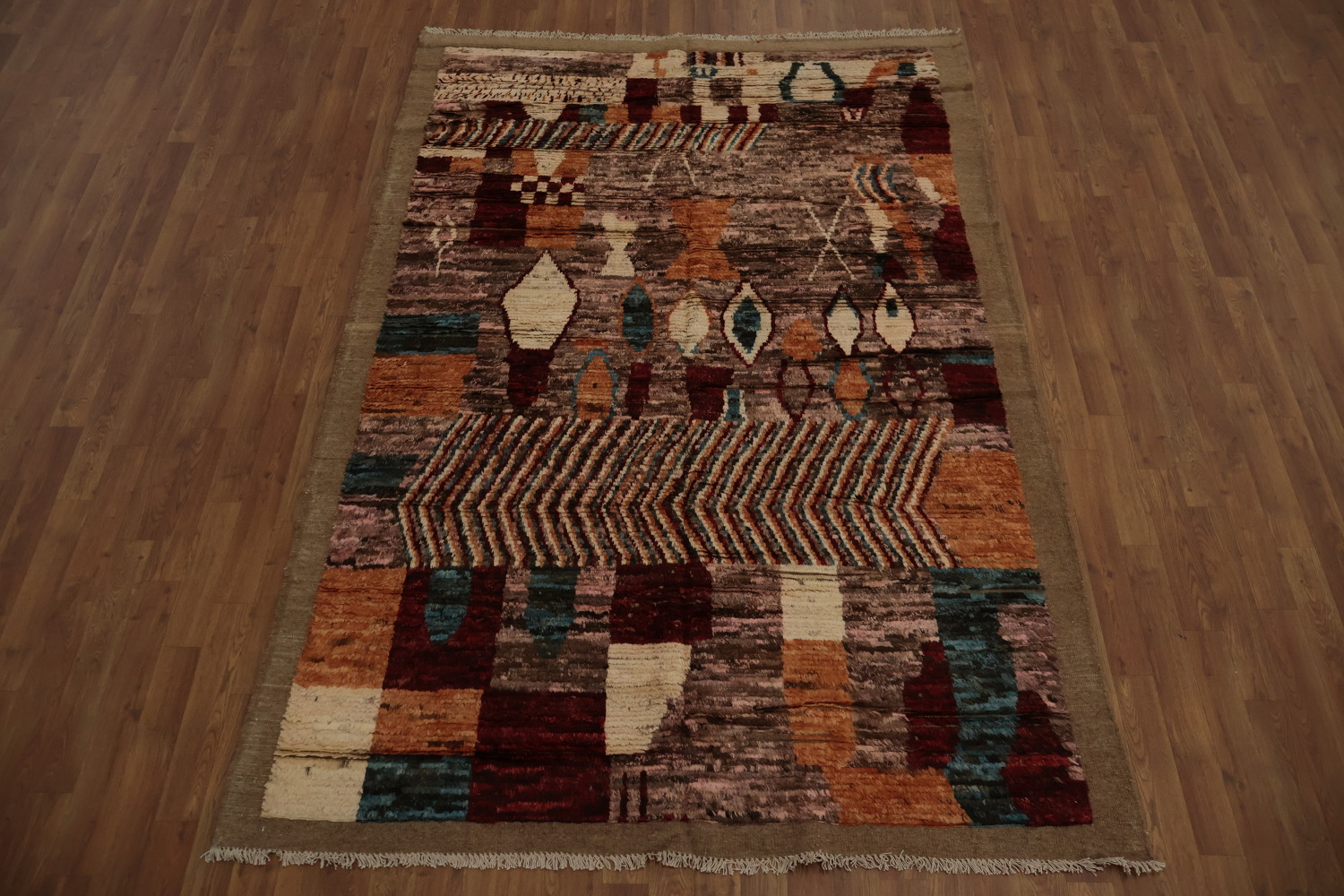 Bold Style Multicolored Geometric Moroccan Area Rug 6x8