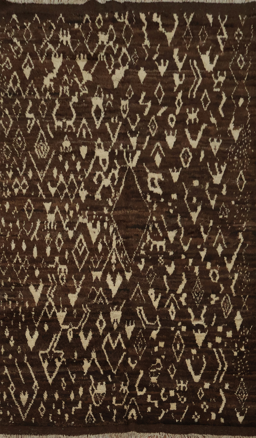 Brown Wool Moroccan Area Rug 5x8