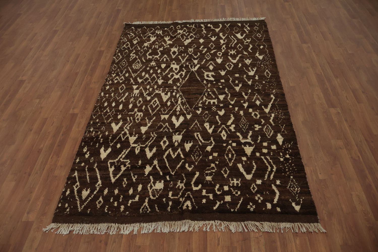 Brown Wool Moroccan Area Rug 5x8