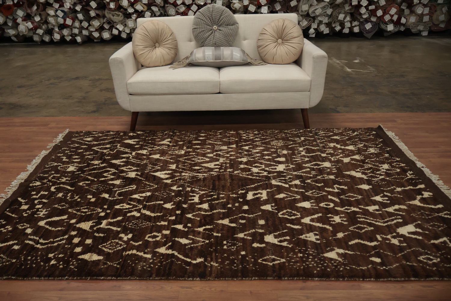Brown Wool Moroccan Area Rug 5x8