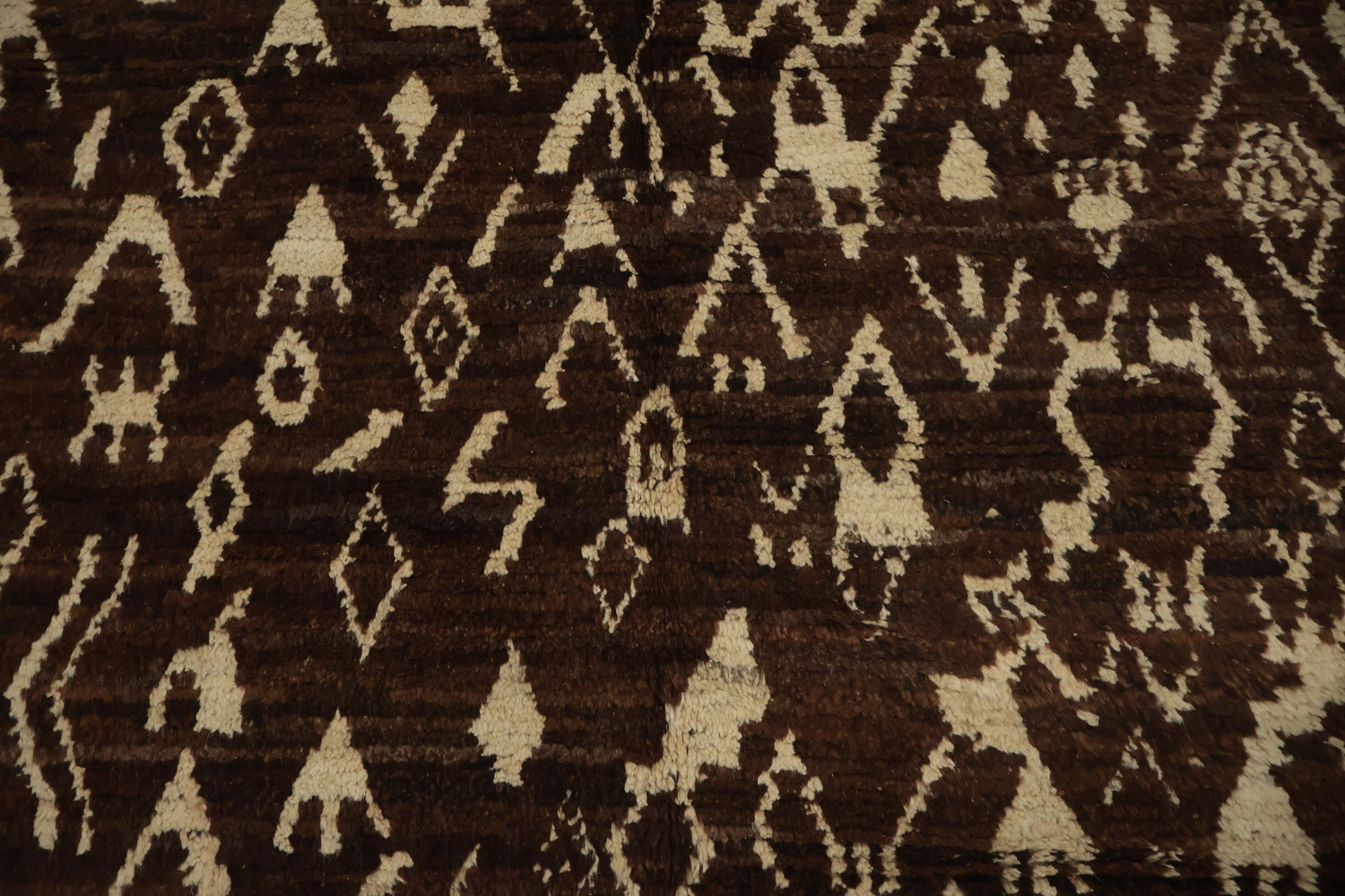 Brown Wool Moroccan Area Rug 5x8