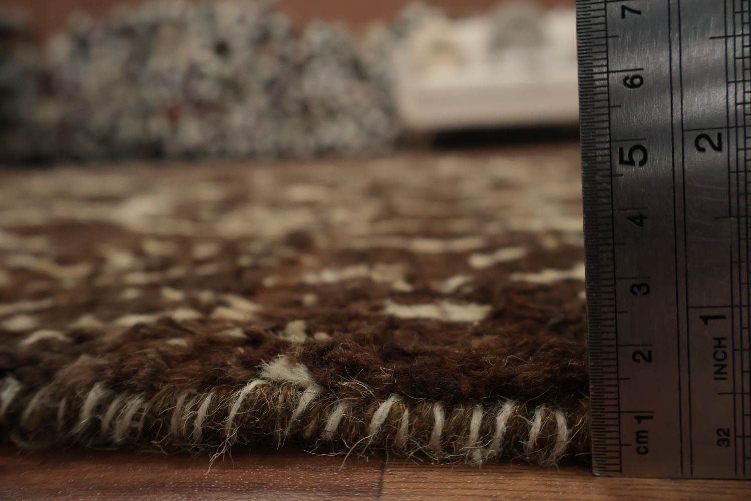 Brown Wool Moroccan Area Rug 5x8