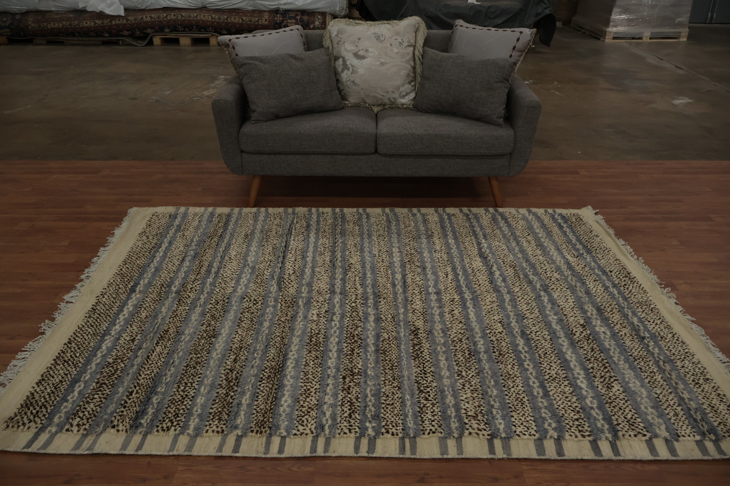 Striped Wool Moroccan Area Rug 6x8